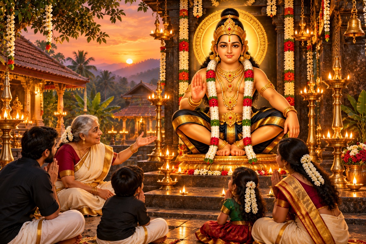 కుటుంబానికి అయ్యప్ప మహిమను చెబుతున్న పెద్దమ్మ
