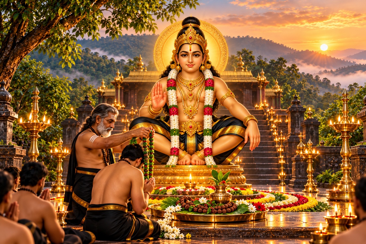 మాలధారణ దీక్షను అనుగ్రహిస్తున్న అయ్యప్ప స్వామి